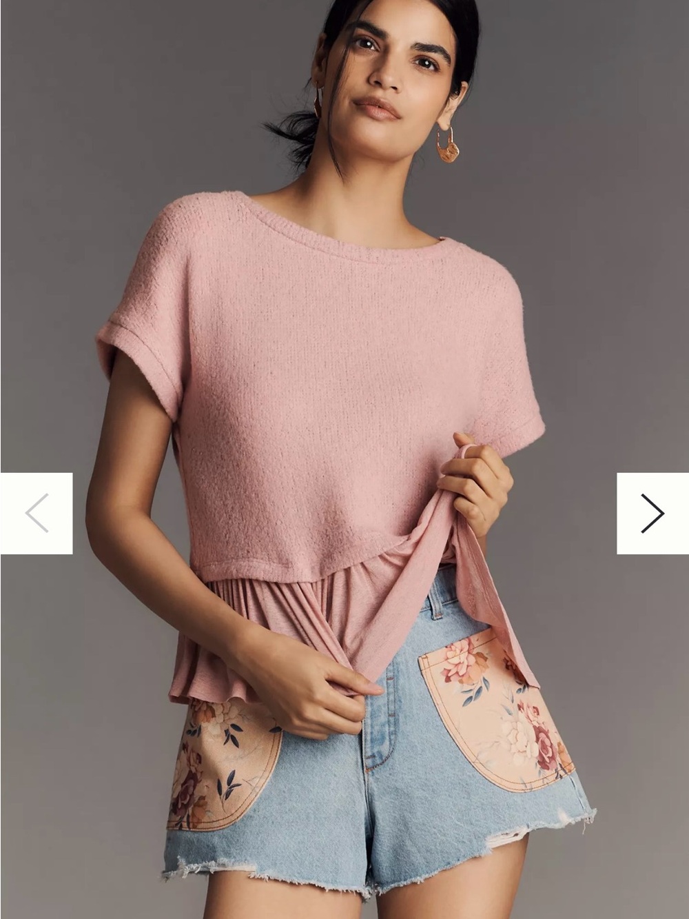 Pilcro Short-Sleeve Sweater Twofer Top
